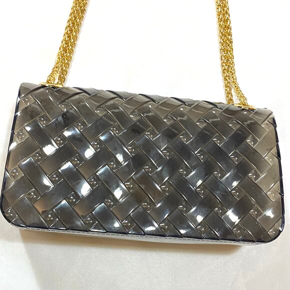 Crossi Transparent PVC Gray Purse Bag Shoulder Bag Handbag Clear Heavy Chain - Picture 2 of 5